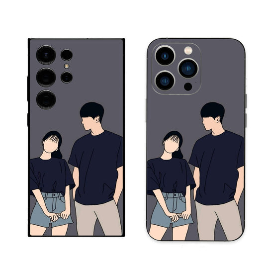 Cute couple phone skin