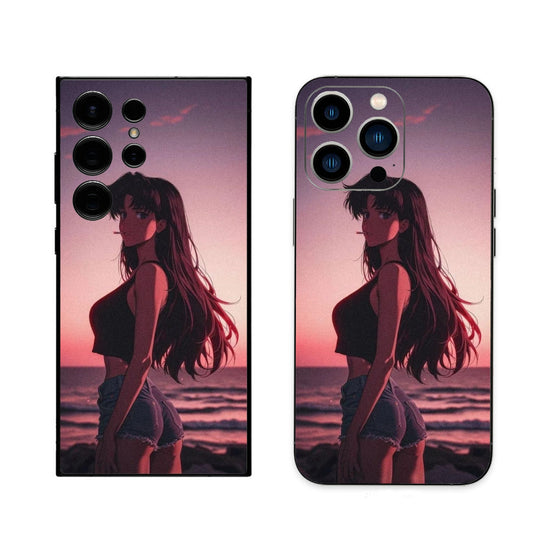 Girl on beach phone skin