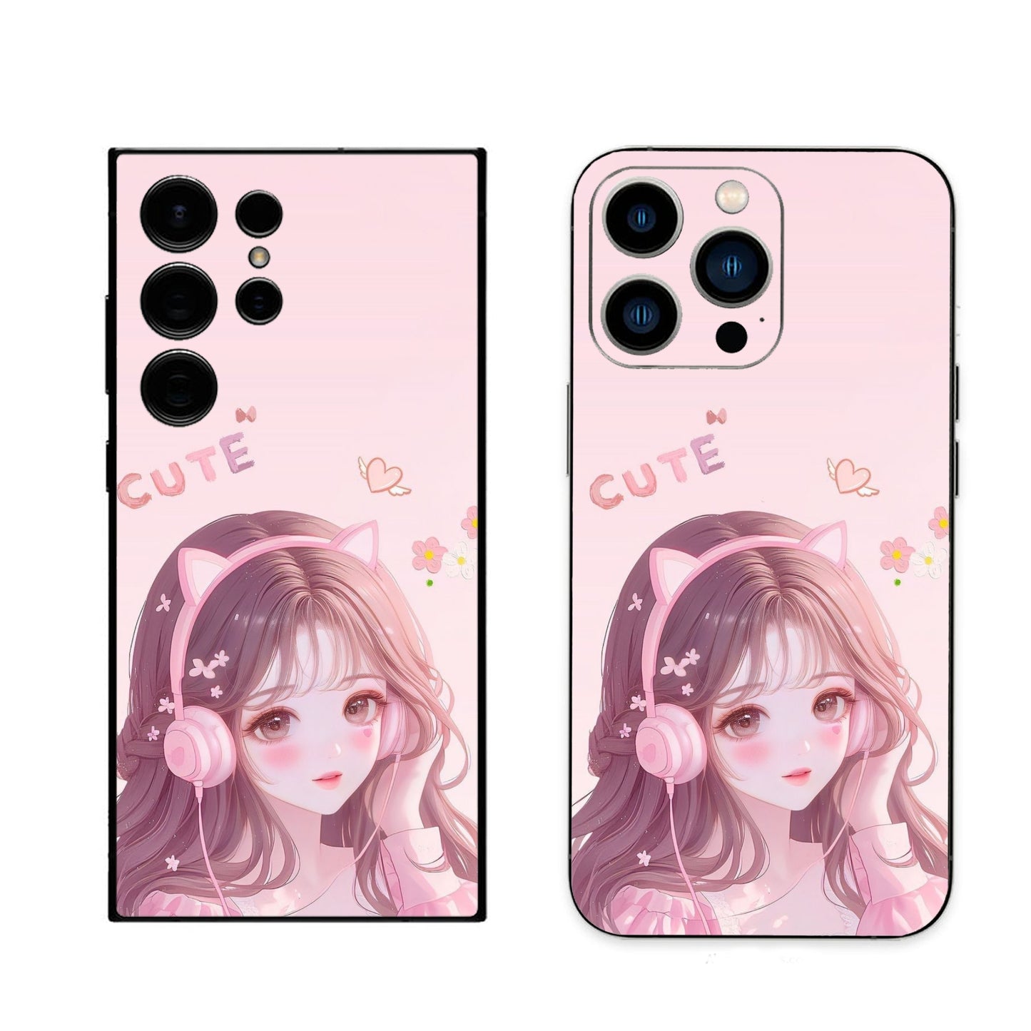 Cute girl in pink phone skin