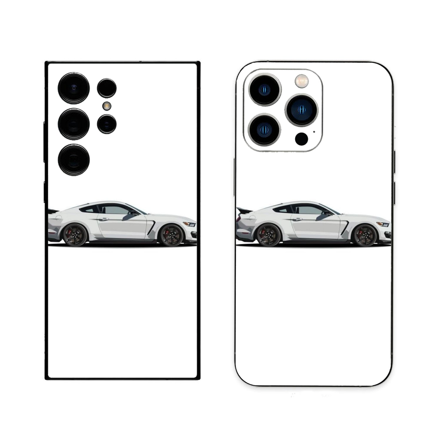 Sports car in white phone skin